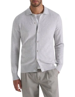 Jarvis Knit Shirt in Light Grey Melange