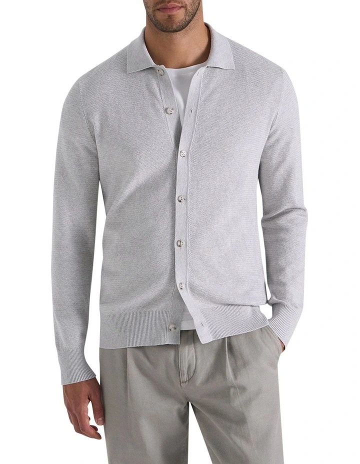 Jarvis Knit Shirt in Light Grey Melange image 1