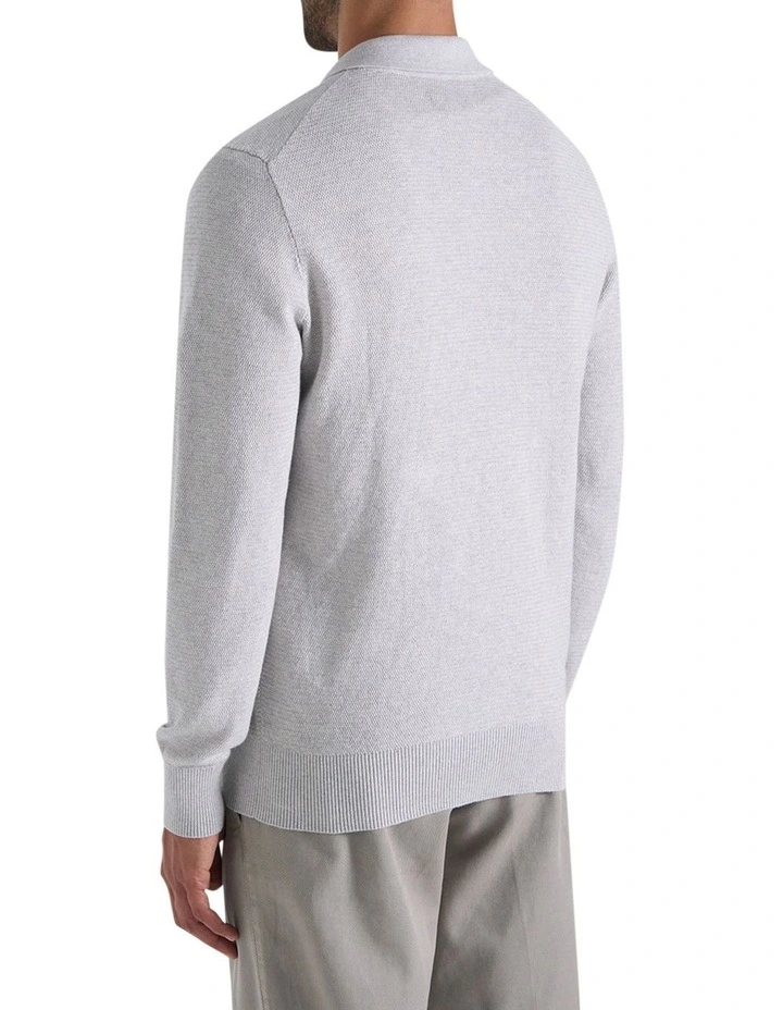 Jarvis Knit Shirt in Light Grey Melange image 2