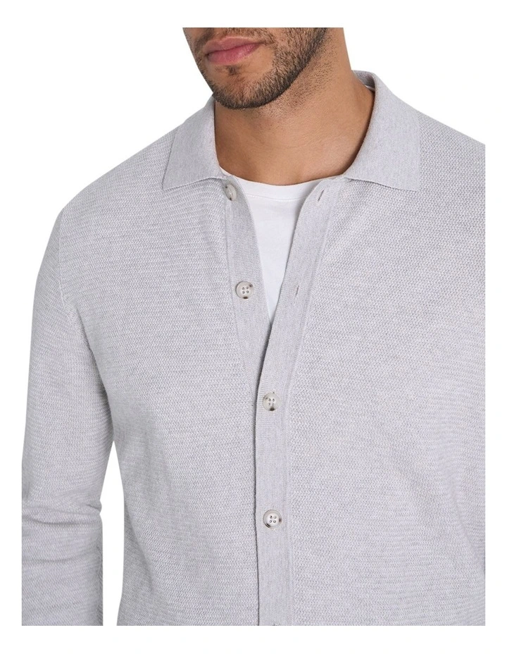 Jarvis Knit Shirt in Light Grey Melange image 3
