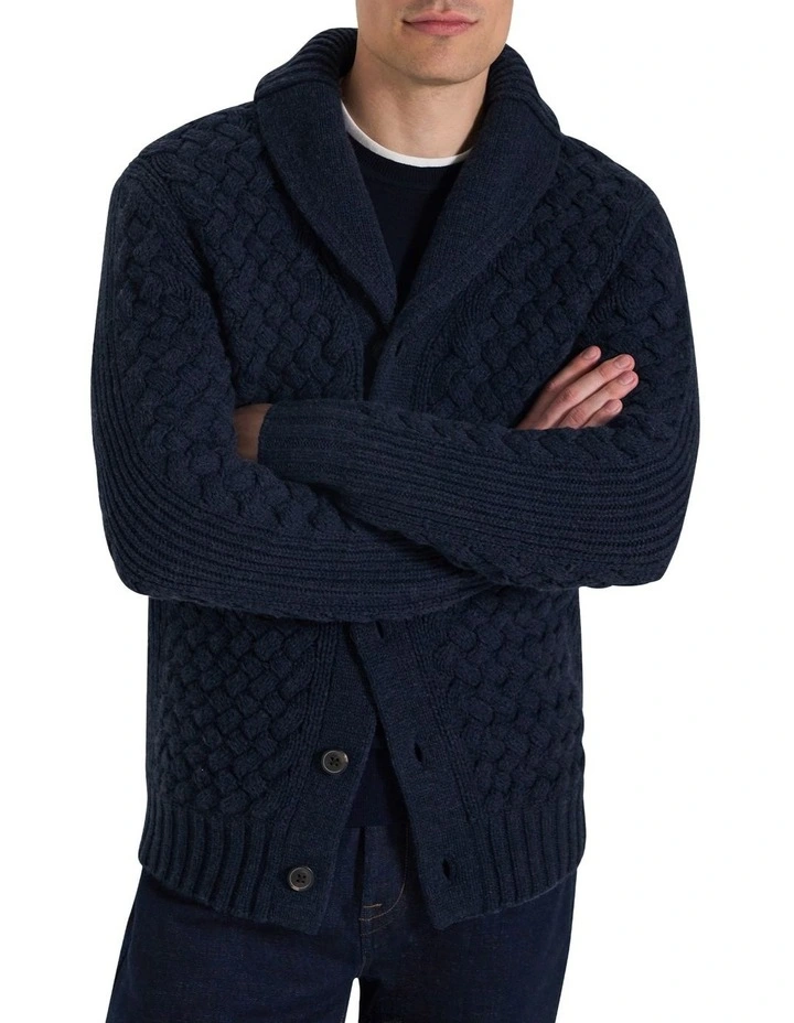 Munro Shawl Cardigan in Indigo image 3