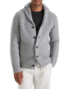 Munro Shawl Cardigan in Light Grey Melange