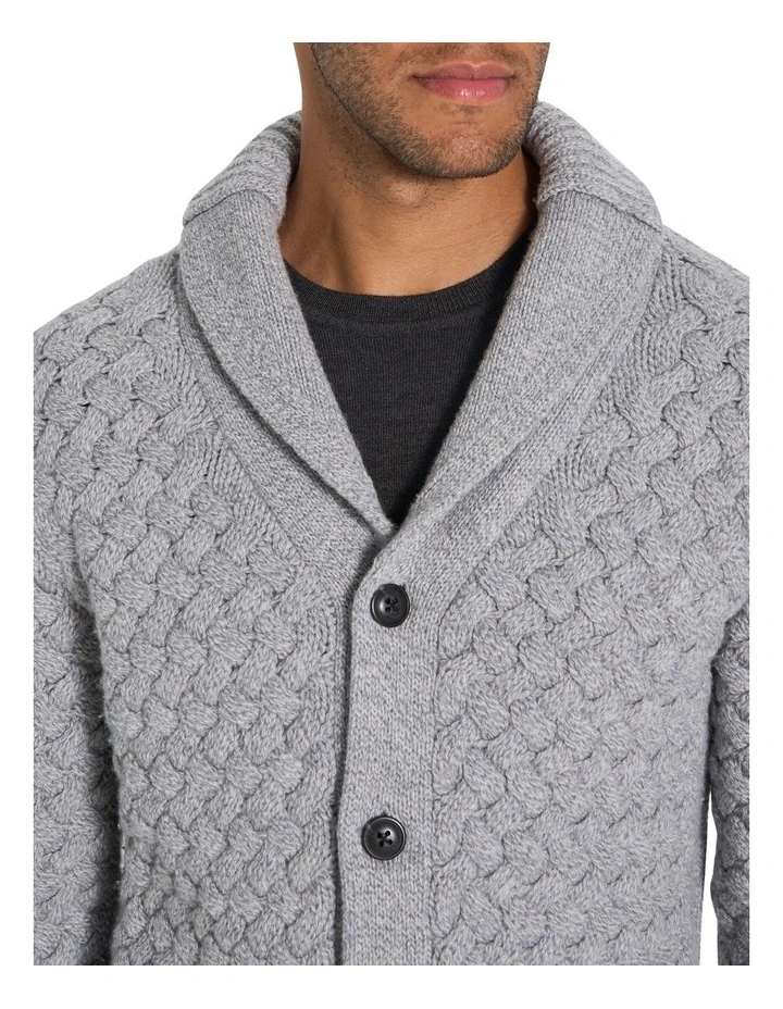 Munro Shawl Cardigan in Light Grey Melange image 4