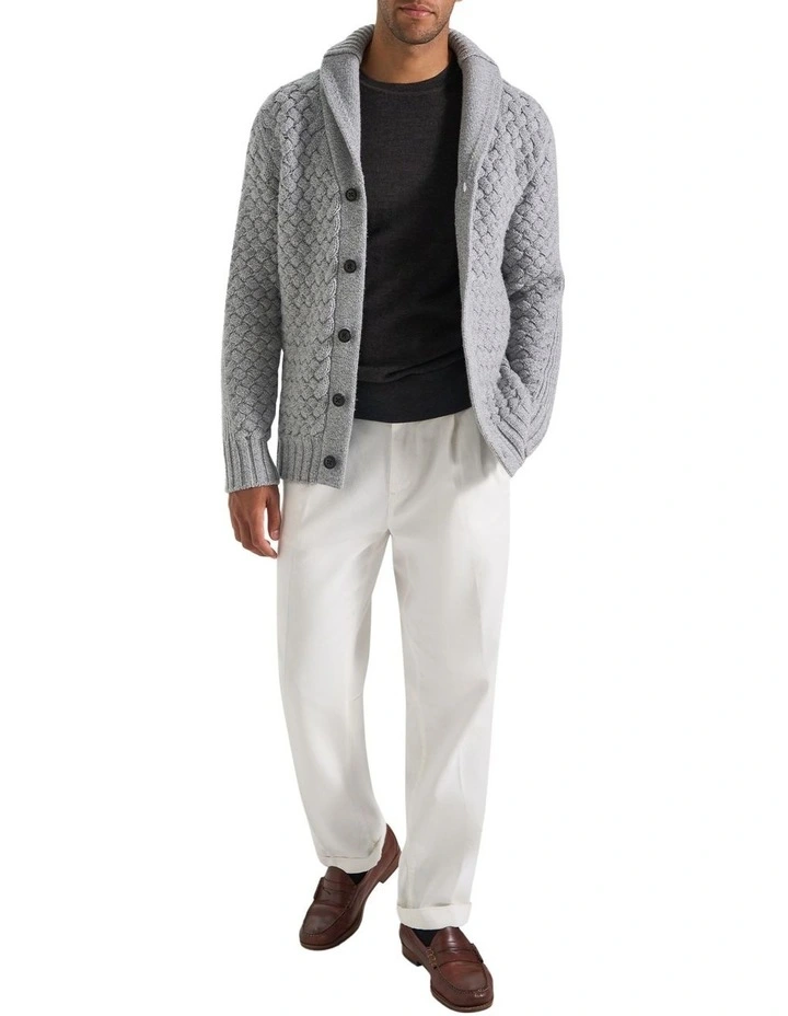 Munro Shawl Cardigan in Light Grey Melange image 5