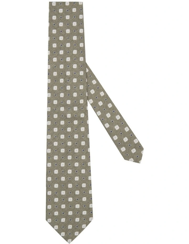 Narcisco Tie in Green Navy White image 2