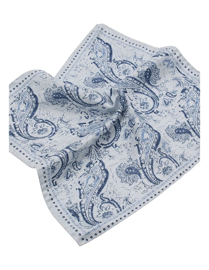 Serafini Pocket Square in White Blue image 2