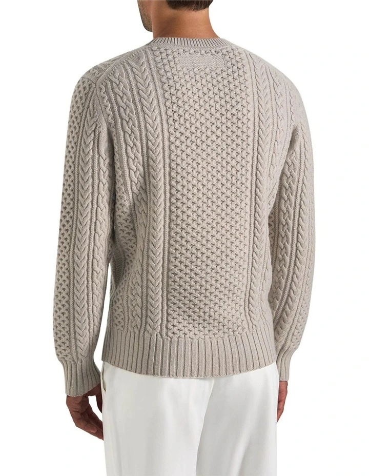 Wolf Cable Mock Neck Crew in Winter White image 2