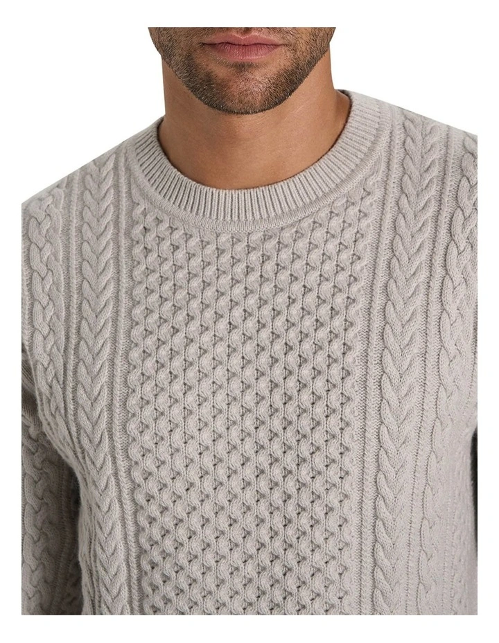 Wolf Cable Mock Neck Crew in Winter White image 4