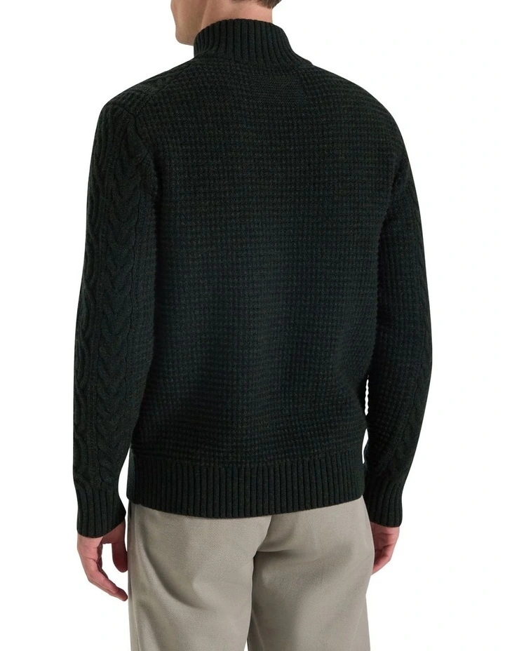 Bull Cable Half Zip Neck Knitwear in Alphine Green image 3
