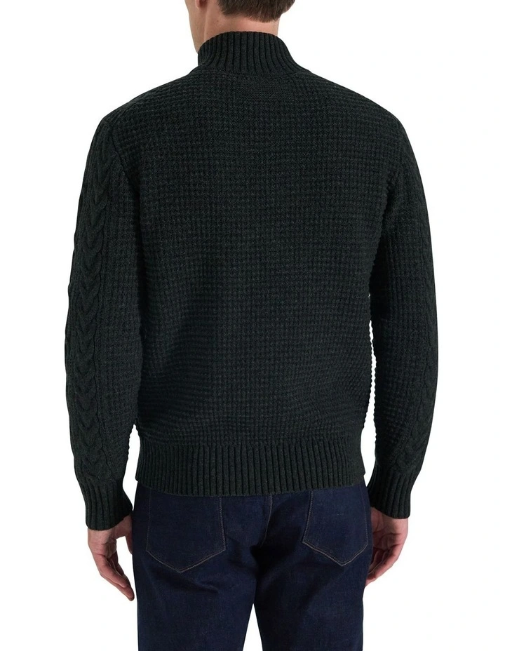 Bull Cable Half Zip Neck Knitwear in Charcoal image 3