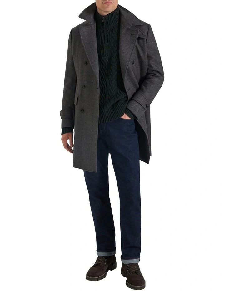 Bull Cable Half Zip Neck Knitwear in Charcoal image 5