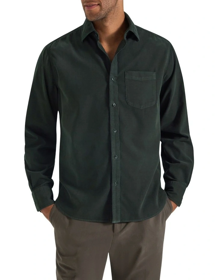 Geoff Cord Shirt in Lodge Green image 1