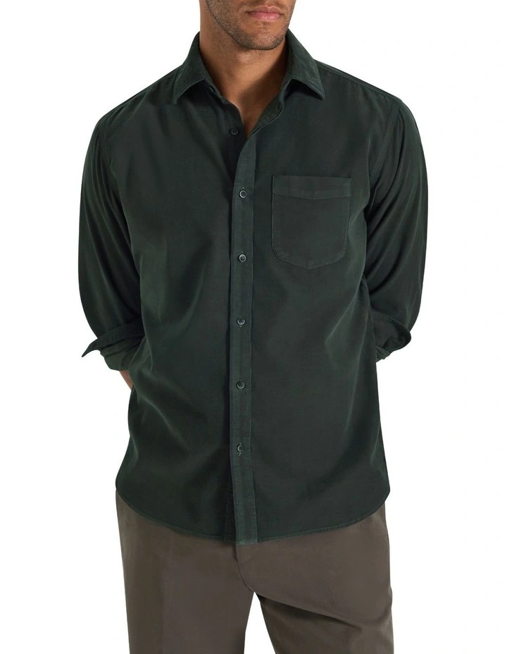 Geoff Cord Shirt in Lodge Green image 3
