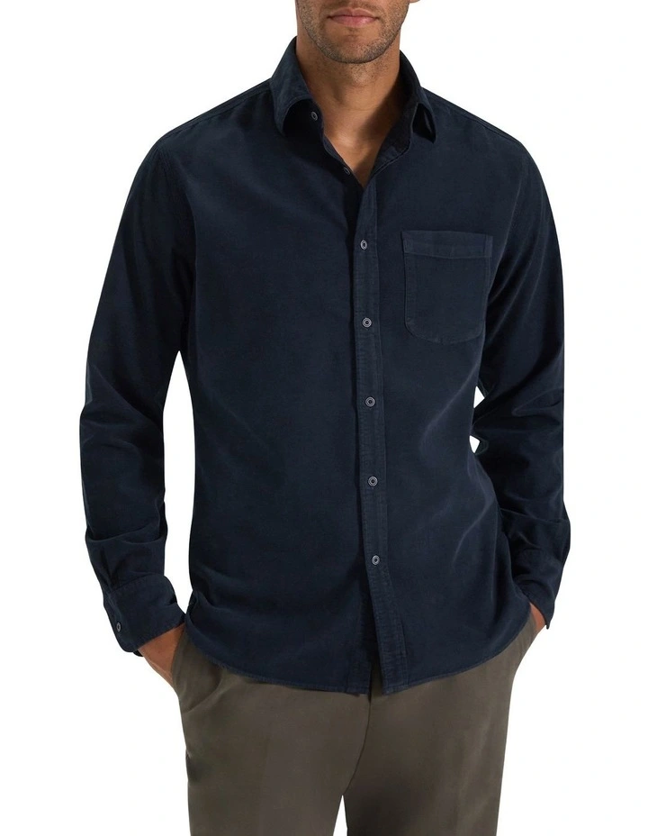 Geoff Cord Shirt in Navy image 1