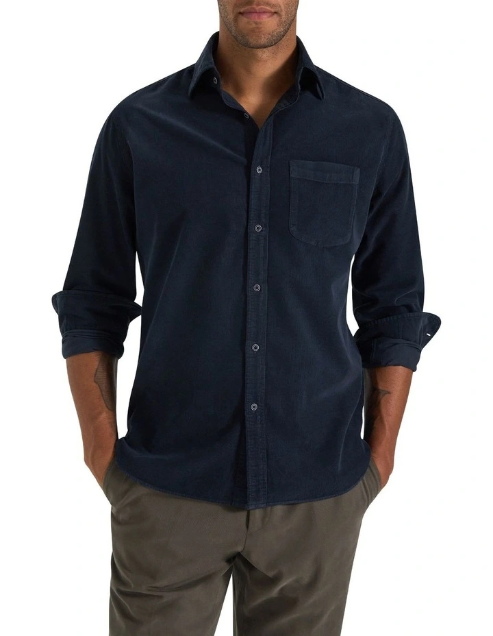 Geoff Cord Shirt in Navy image 3