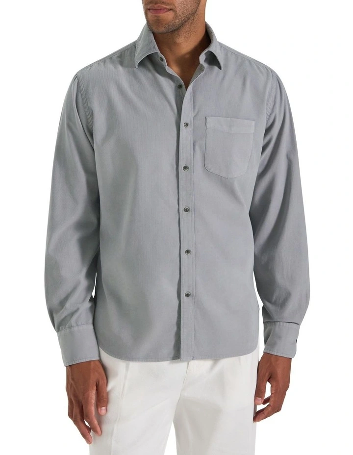 Geoff Cord Shirt in Powder Grey image 1