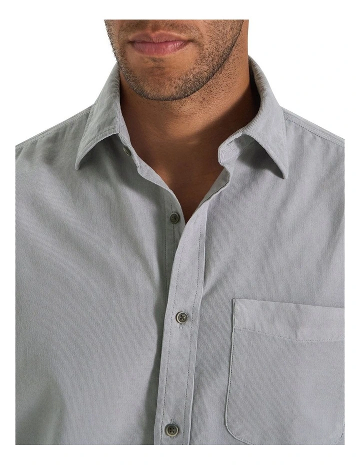 Geoff Cord Shirt in Powder Grey image 4