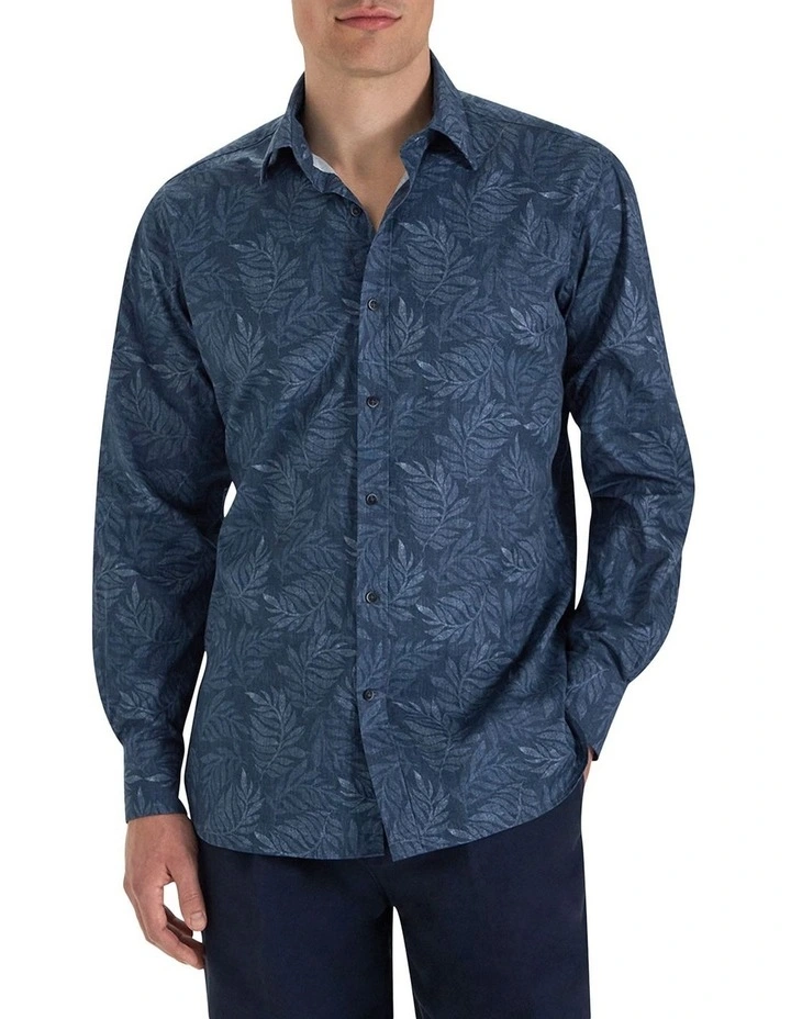 Almagro Printed Shirt in Dark Denim image 3