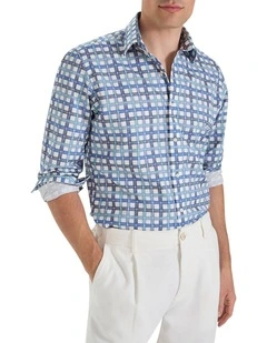 Devenson Check Shirt in Blue White