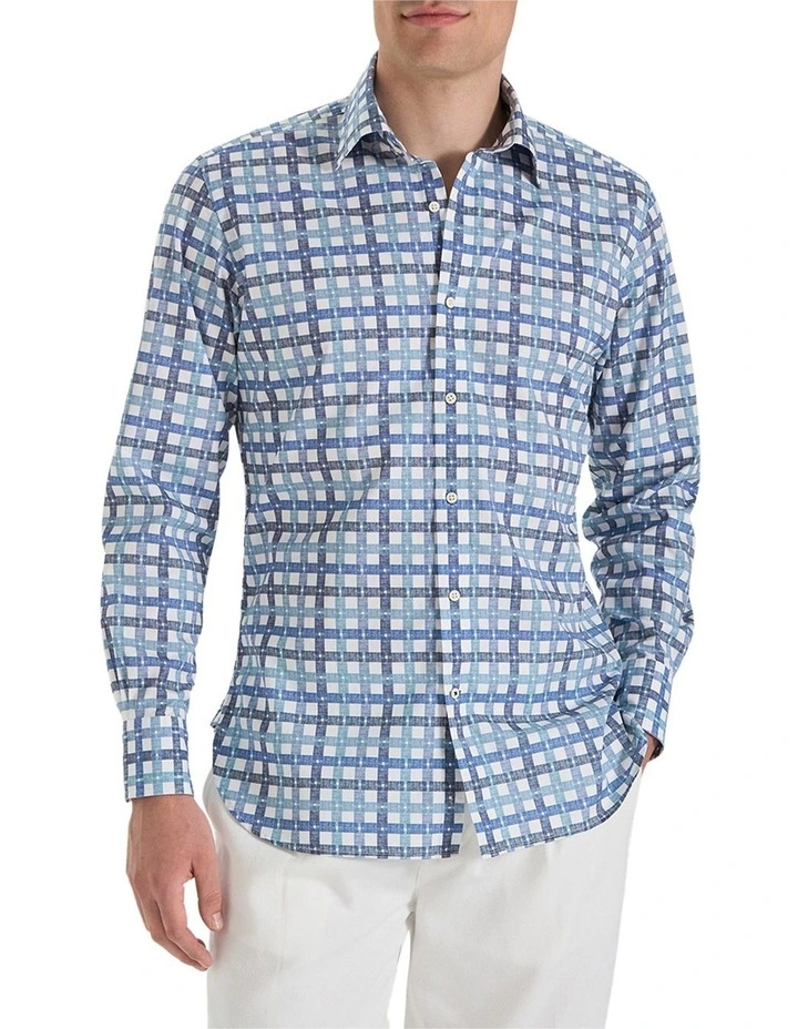 Devenson Check Shirt in Blue White image 3