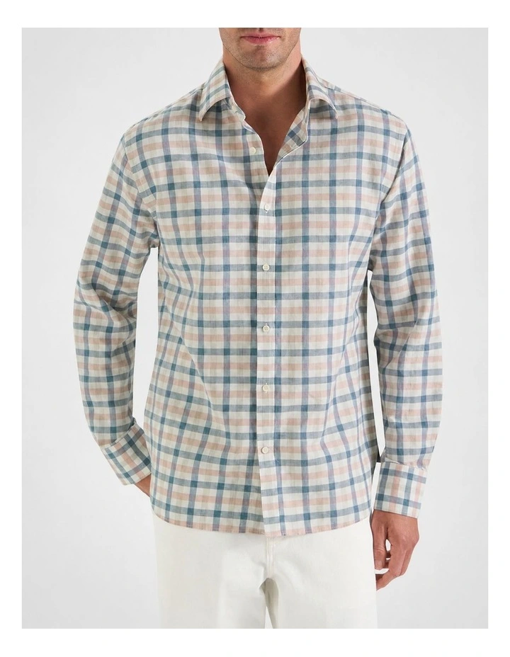 Henley Check Shirt in Blue Multi image 1