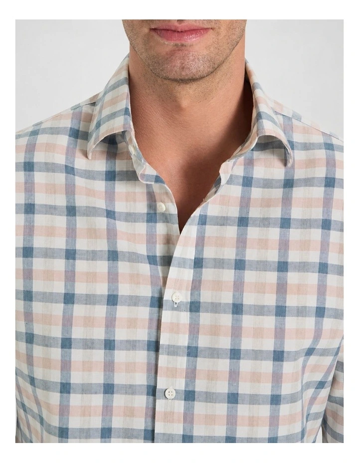 Henley Check Shirt in Blue Multi image 2