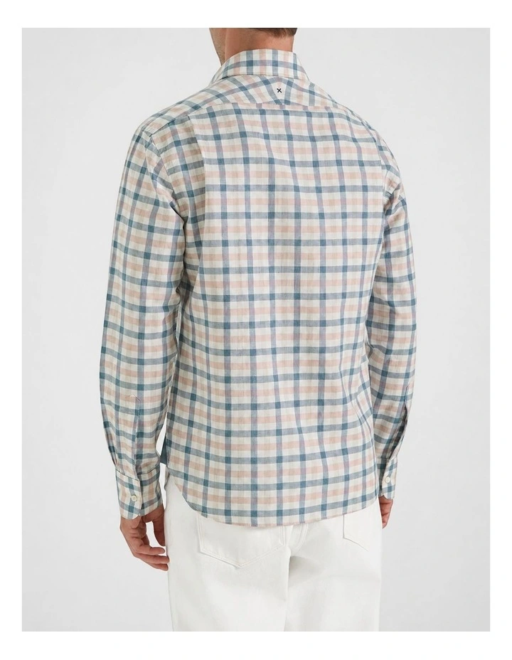 Henley Check Shirt in Blue Multi image 4