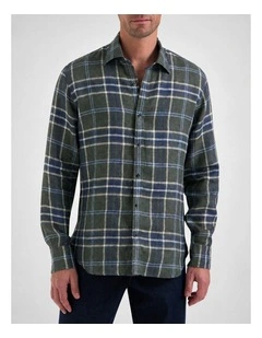 Adrian Check Shirt in Olive Multi