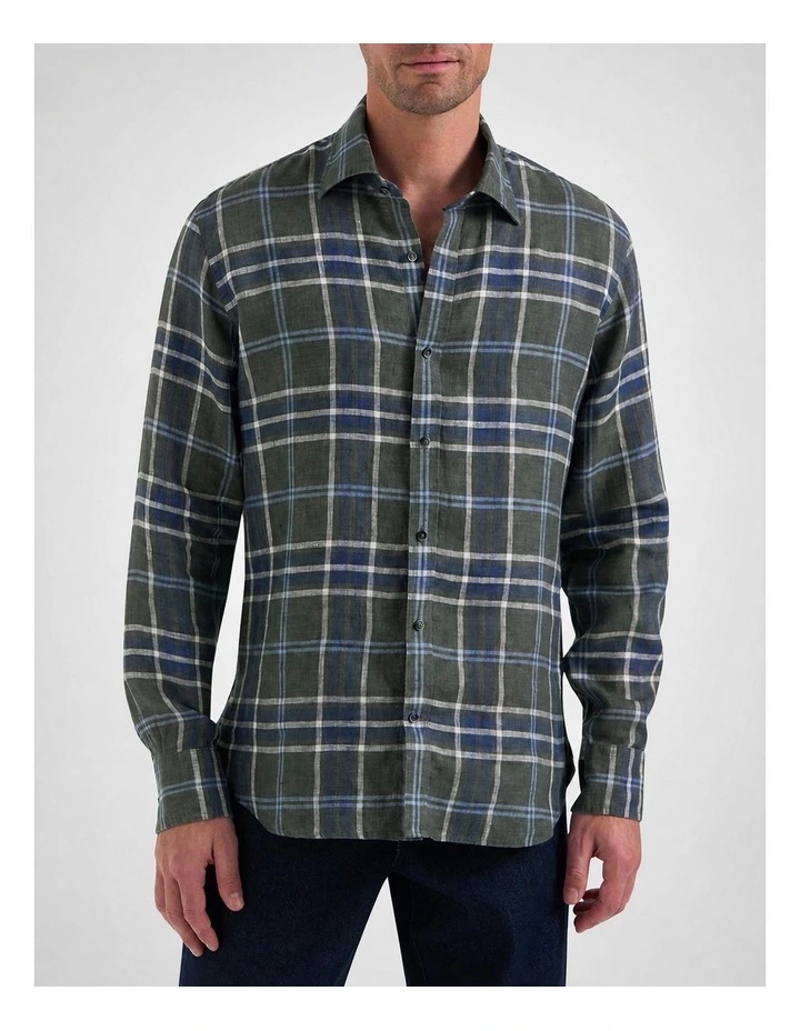 Adrian Check Shirt in Olive Multi image 1
