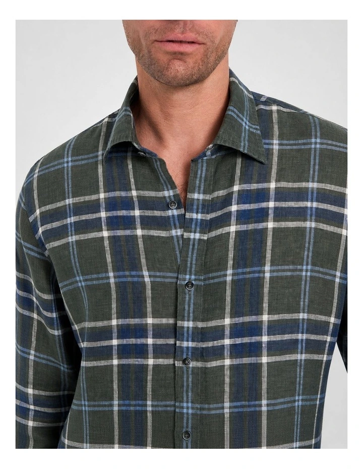 Adrian Check Shirt in Olive Multi image 2
