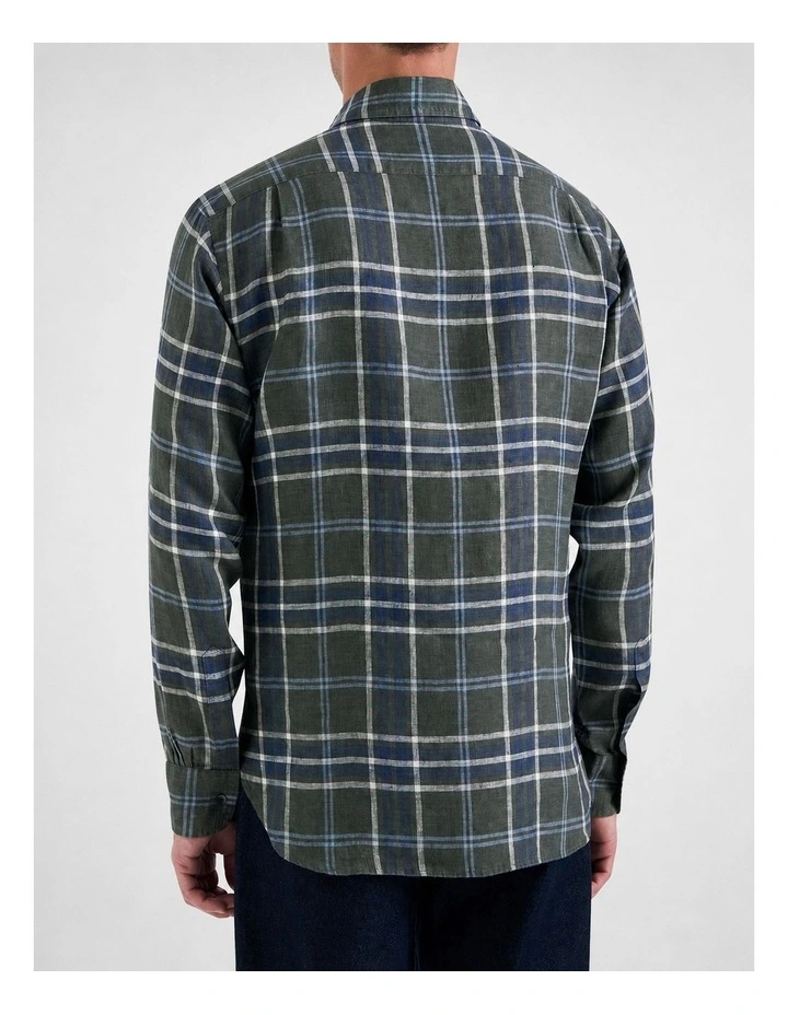 Adrian Check Shirt in Olive Multi image 4
