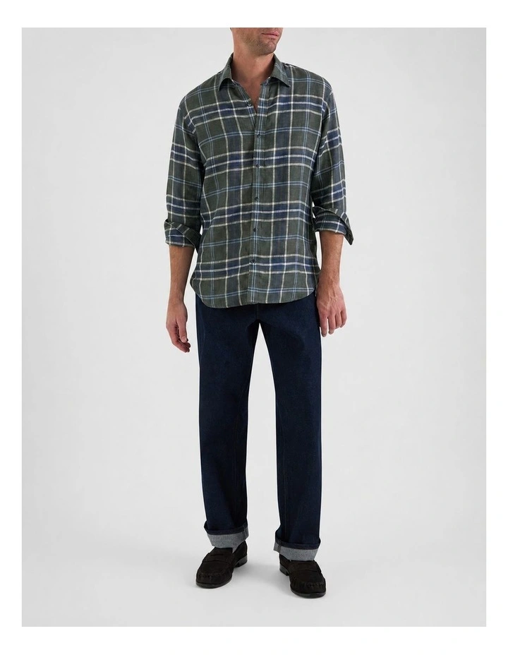 Adrian Check Shirt in Olive Multi image 5
