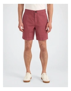 Bradley Twill Side Tab Short in Berry