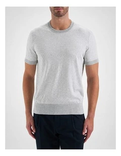 Elba Stripe Knit Tee in Grey Neutral