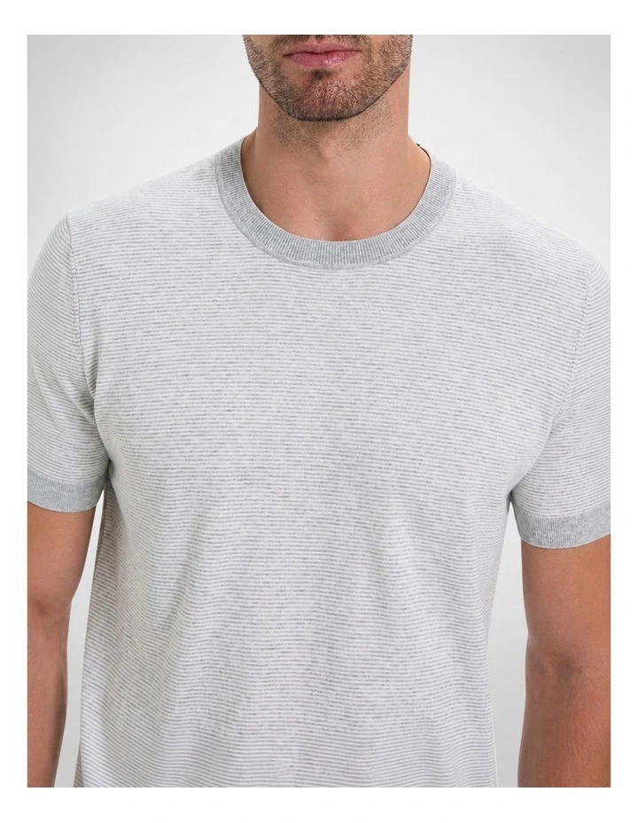 Elba Stripe Knit Tee in Grey Neutral image 2