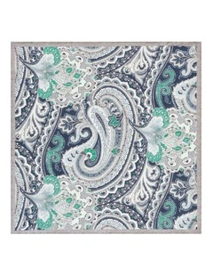 Gradara Pocket Square in Navy Green White