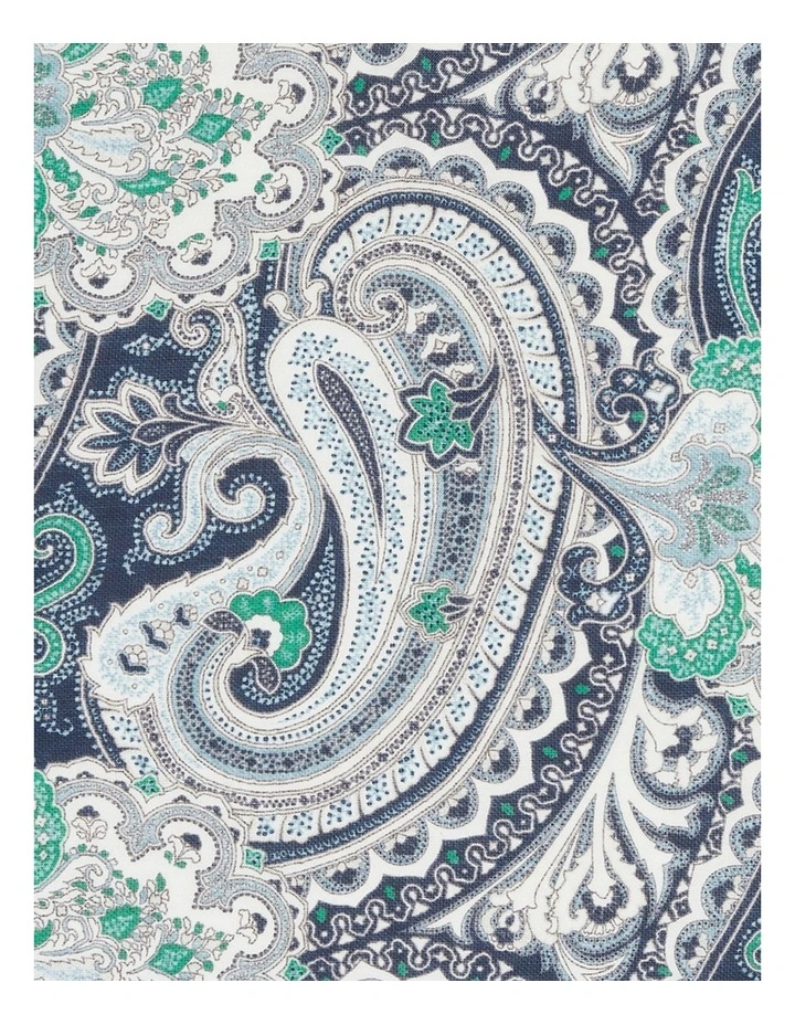 Gradara Pocket Square in Navy Green White image 3