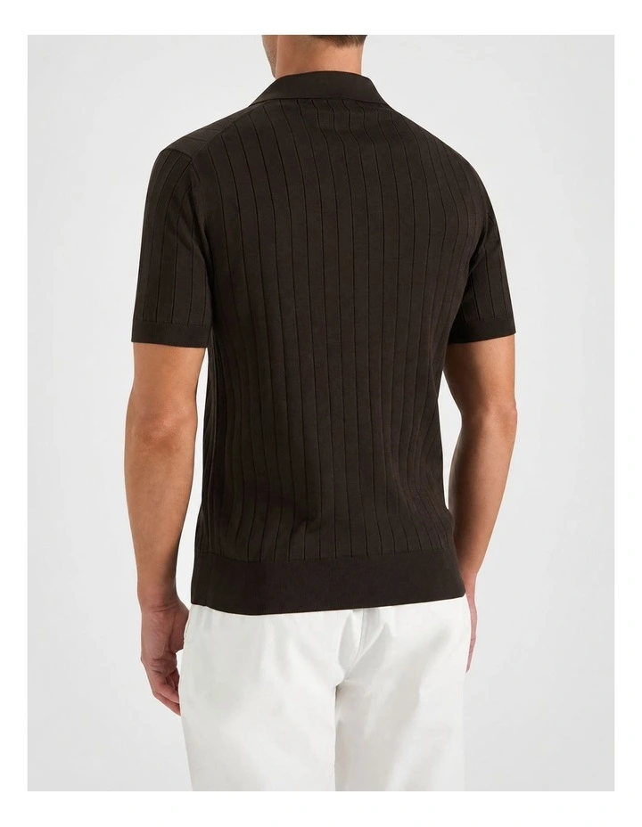 Haddington Cot Silk Knit Polo in Chocolate image 2