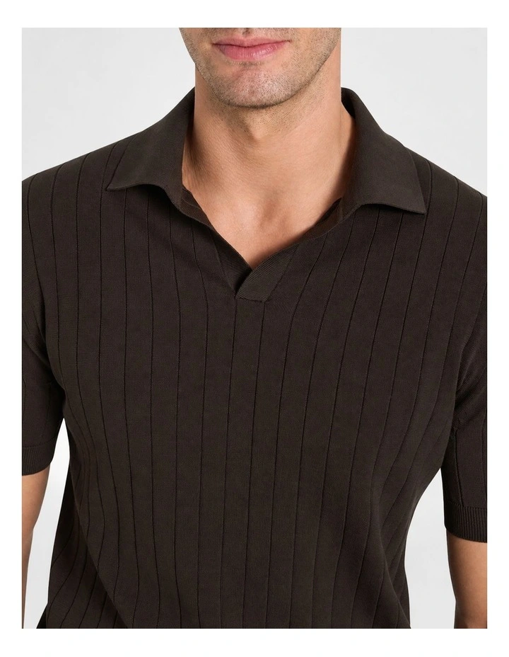 Haddington Cot Silk Knit Polo in Chocolate image 3