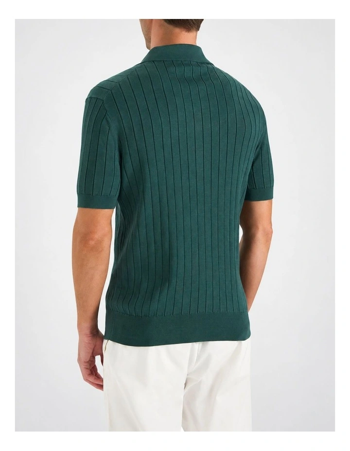 Haddington Cot Silk Knit Polo in Green image 2