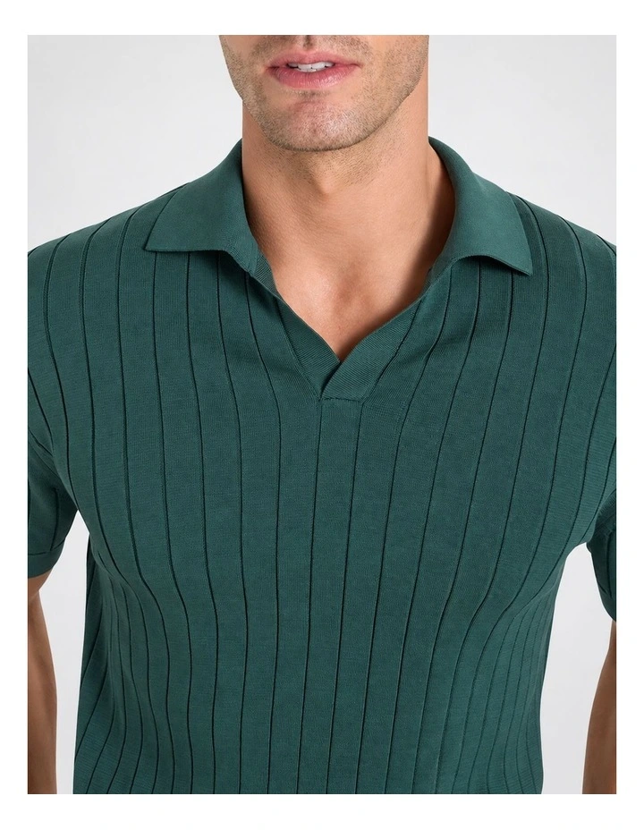Haddington Cot Silk Knit Polo in Green image 3