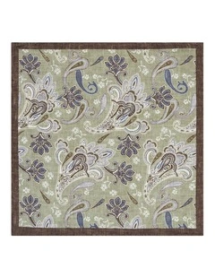 Ravenna Pocket Square in Green Brown Navy