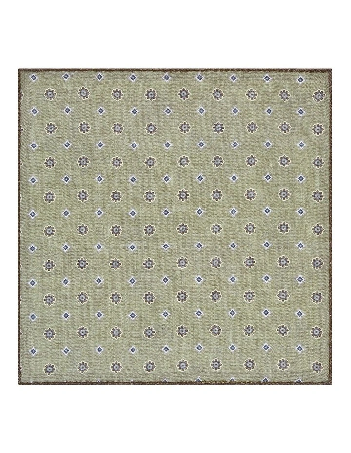 Ravenna Pocket Square in Green Brown Navy image 2