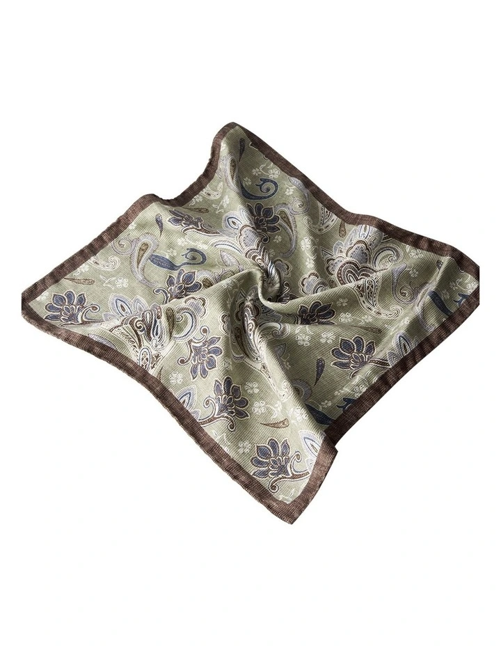 Ravenna Pocket Square in Green Brown Navy image 3