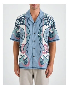 Tangara Camp Collar Shirt in Blue Multi