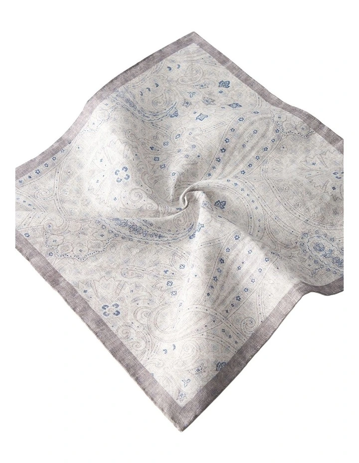 Viareggio Pocket Square in Sand Silver Blue image 4