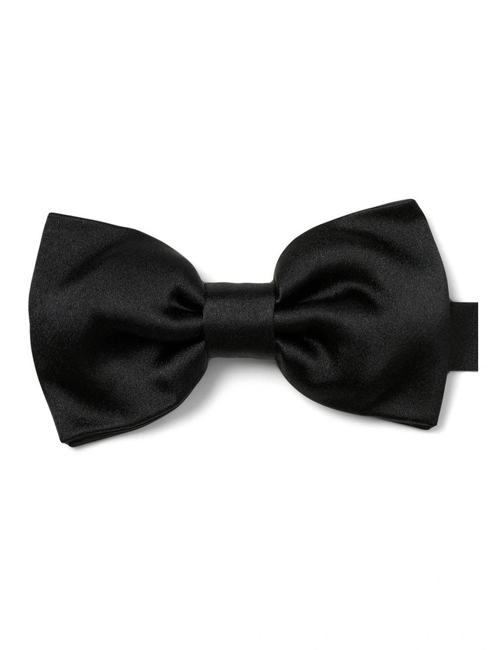 Plain Silk Bow Tie In Black image 1