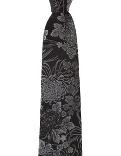 Crisantemo Silk Tie in Black