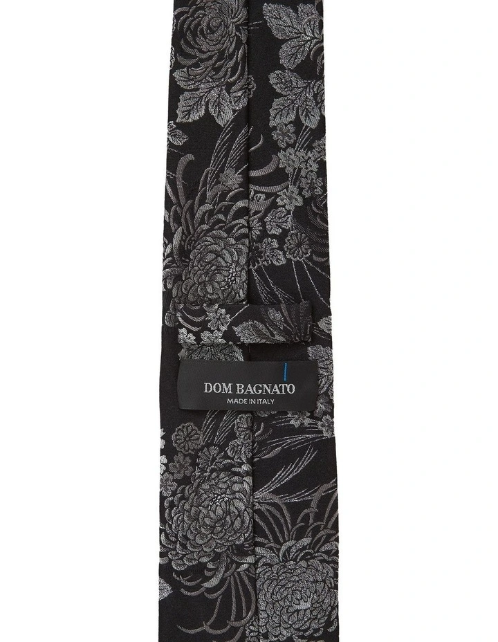 Crisantemo Silk Tie in Black image 2