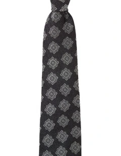 Piazza Foulard Silk Tie In Charcoal